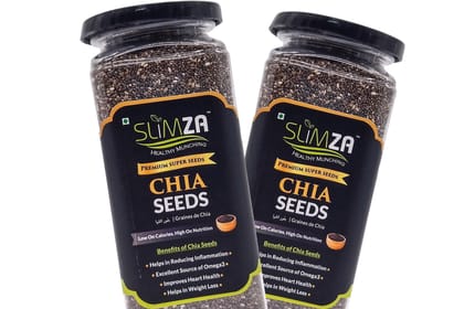 Slimza Healthy Premium Chia Seeds (440gm) | High Protein, Fiber | Weight Loss | No Preservative | Vegan | Gluten-free