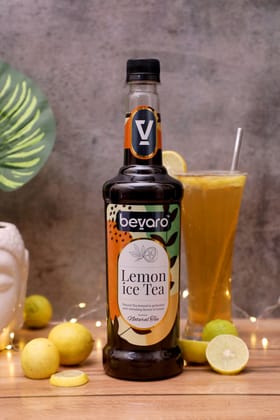 BEVARO Lemon Ice Tea Syrup, Gourmet Syrup containing Natural Tea Extract Lemon Ice Tea  (300 ml, Pack of 1)