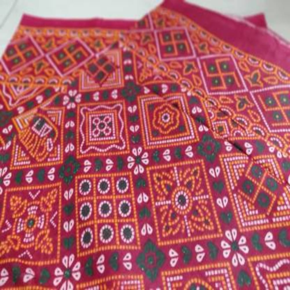 Lafabriqueind Chunari print cotton Gamcha/Towel, Red & Maroon color, 2 mtr size for Men & Women, Pack of 1