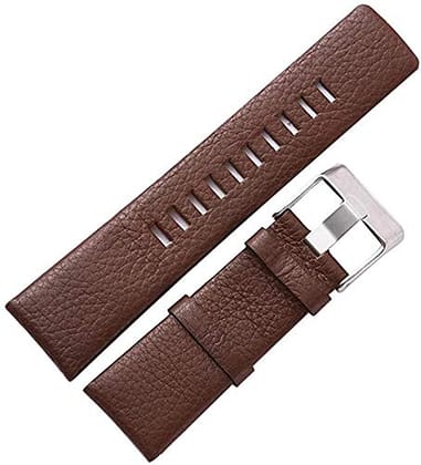 TOTAL SOLUTION Men's and Women's 26mm Brown Compatible Leather Watch Strap for Diesel Watches