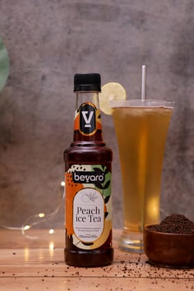 BEVARO Peach Ice Tea Syrup, Gourmet Syrup containing Natural Tea Extract, Peach Ice Tea  (300 ml, Pack of 1)