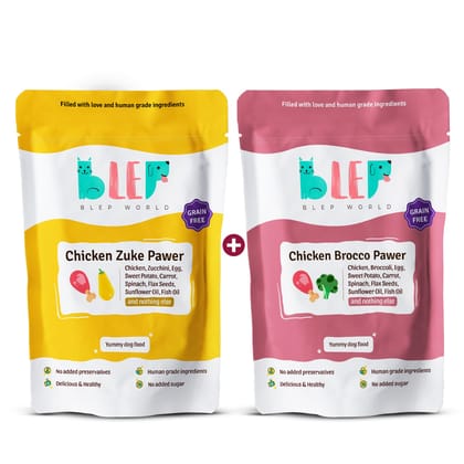 BLEP Chicken Brocco & Zuke Dog Food Combo Pack (2 packs of 300g)