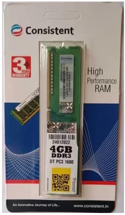CONSISTENT 4GB DDR3 RAM DT PC3 1600