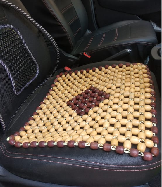 Q1 Beads SBeige Wooden Beads Acupressure Mat Car Beads Seat Cover for  Driver/heating pad/gel pad cover cushion for CAR/Office chair/Home Chair /Sofa/Jhula/Swing/Truck/Bus/Tempo(Small,Beige)