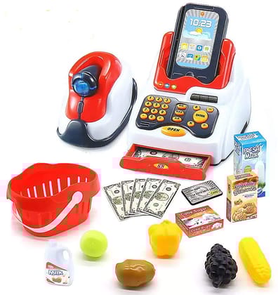 Supermarket Cash Register Play Set with Supermarket Toys with Scanner & Swipe Machine