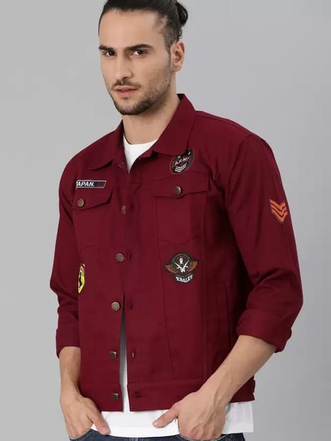 Denim jacket red clearance colour