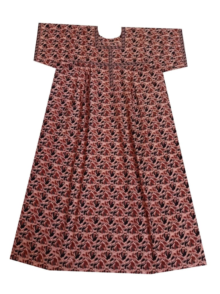 Devansh Trends Collections Printed Pure Cotton Nighty Night Gown/Night Dress for Women Mehandi Blue Color (Large - 10xl) (7XL, Cotton)