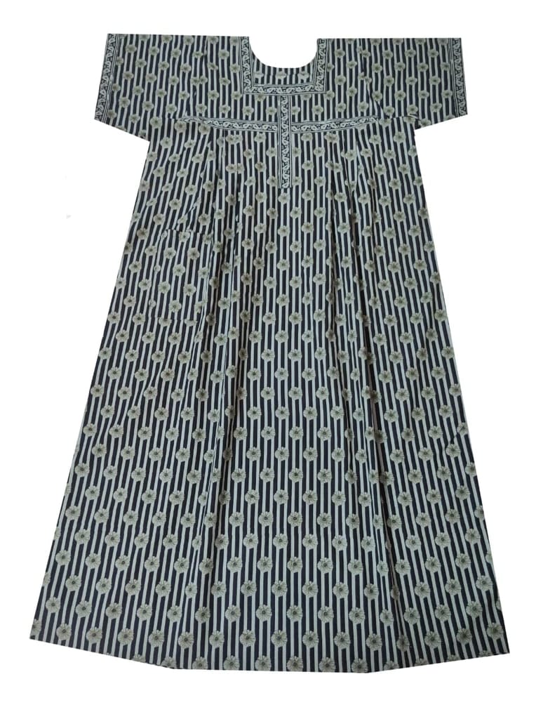 Devansh Trends Nighties Jaipuri Printed Pure Cotton Nighty Night Gown/Night Dress for Women Large - 2XL Size 3XL Size 6XL Size 8XL Size 10xl Size (XXXX-Large, Cotton) Cream