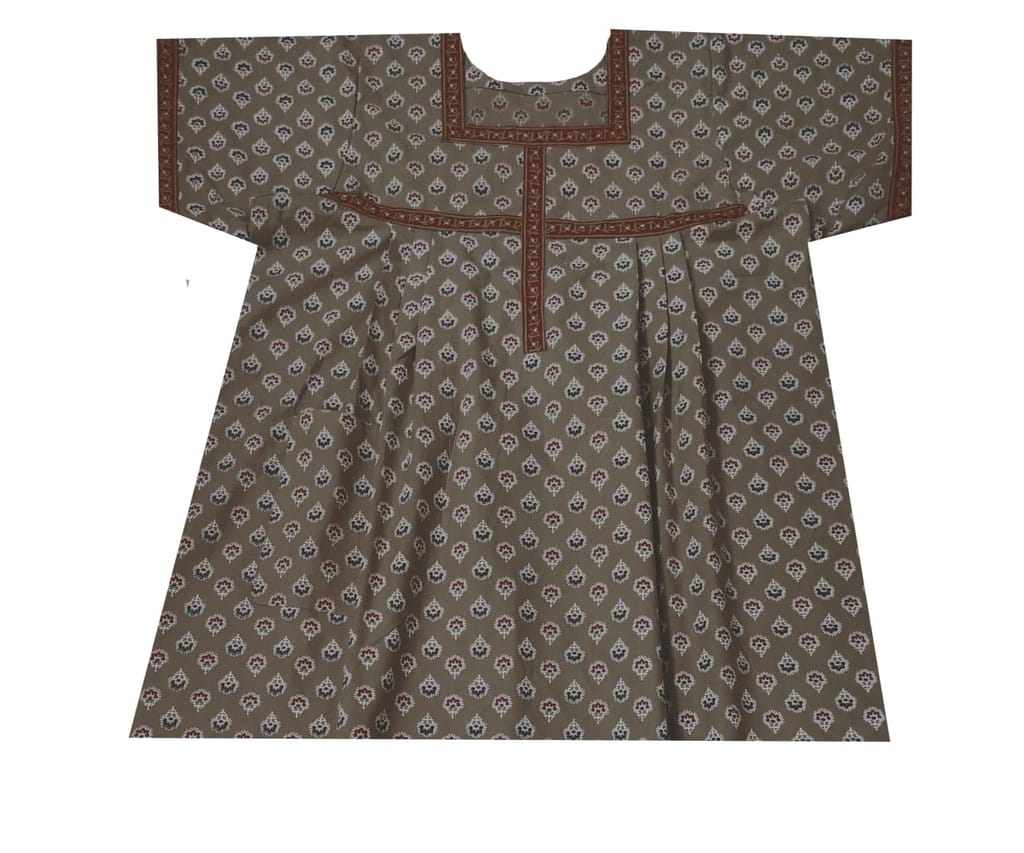 Devansh Trends Nighty Womens Jaipuri Hand Prints Comfortable Pleated 100% Cotton Nightwear (L - 10XL) (XS, Cotton) Blue