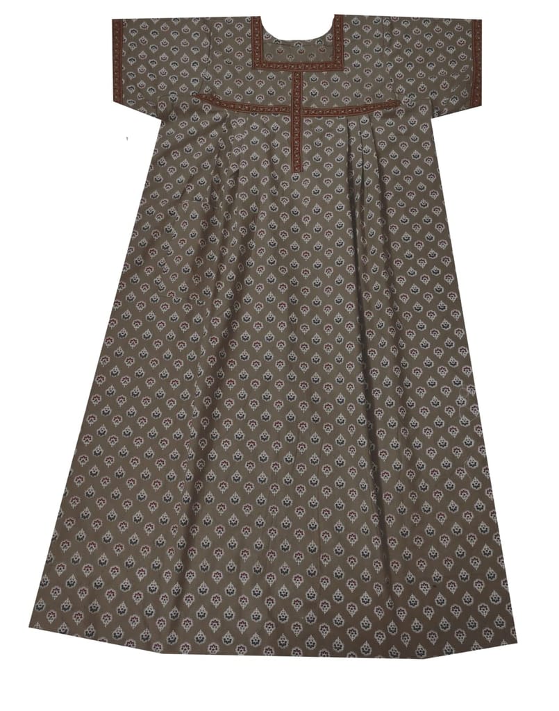 Devansh Trends Nighty Womens Jaipuri Hand Prints Comfortable Pleated 100% Cotton Nightwear (L - 10XL) (XX-Large, Cotton) Blue