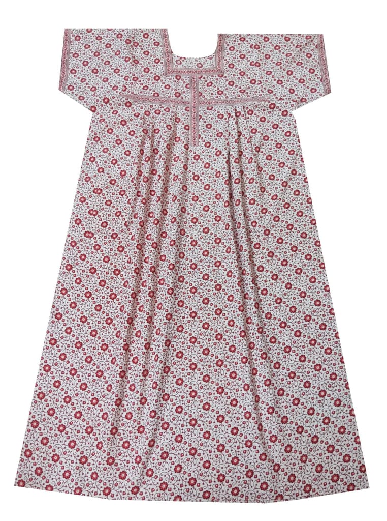 Devansh Trends Printed Pure Cotton Nighty Night Gown/Night Dress for Women Green Flowers Color (Large - 10xl) (Large, Cotton)