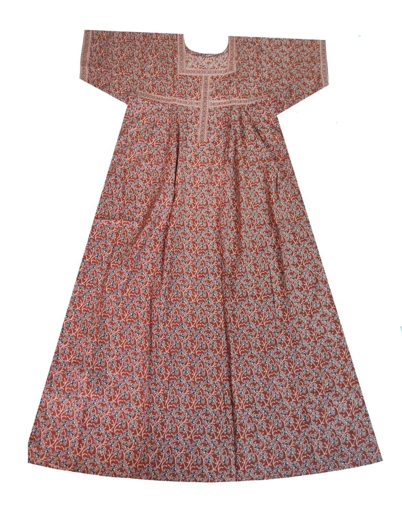 Devansh Trends Printed Pure Cotton Nighty Night Gown/Night Dress for Women Brown Color (Large -10xl) (XXXX-Large, Cotton)
