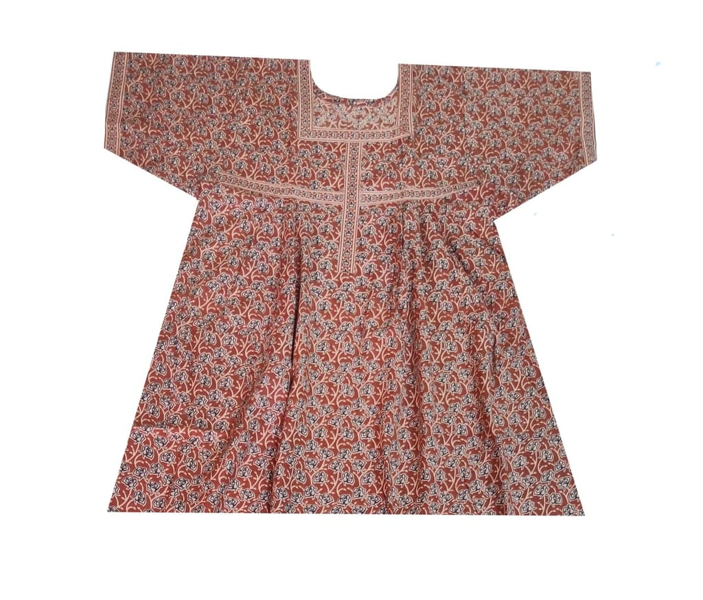 Devansh Trends Printed Pure Cotton Nighty Night Gown/Night Dress for Women Brown Color (Large -10xl) (XXXXX-Large, Cotton)