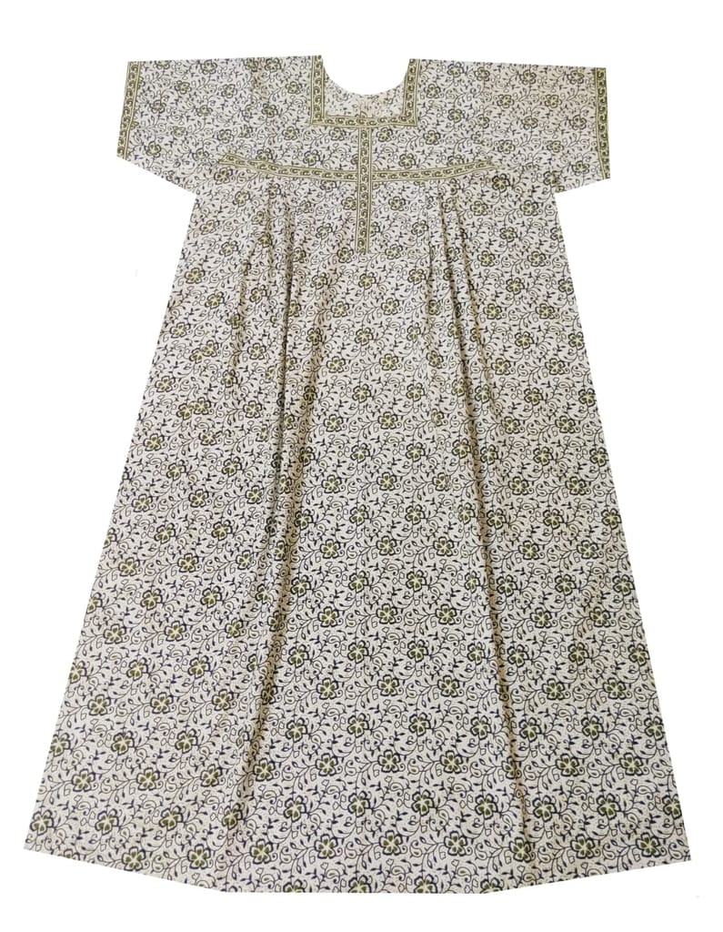 Women's Cotton Block Print Maxi Night Wear Nighty Large Size - 10XL Size