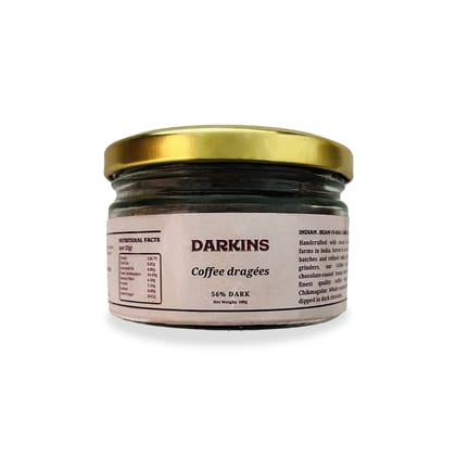 Darkins 56 Percent Dark | Coffee Dragees | Chocolate Coated Coffee Beans Roasted | Vegan Chocolate | Gluten Free Chocolates | Unrefined Cane Sugar | Dragees Chocolate | Roasted Coffee Beans With Chocolate Coated with Dark Chocolate | 100g