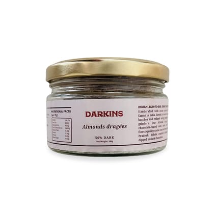 Darkins 56 Percent Dark | Almond Dragees | Vegan Chocolate | Gluten Free Chocolates | Unrefined Cane Sugar | Chocolates Almond Dragees | Crunchy Bites | Dragees Chocolate | Crunchy Almond Chocolate |100g