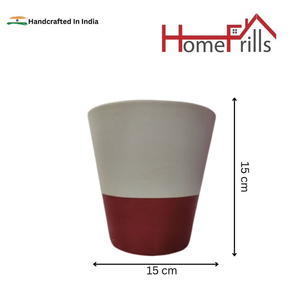 Homefrills Handpainted Ceramic planters Pots for Indoor & Outdoor Home, Garden, Office Decor,Balcony Planters Pot Gamla Size-15 cm Colour-White & puce