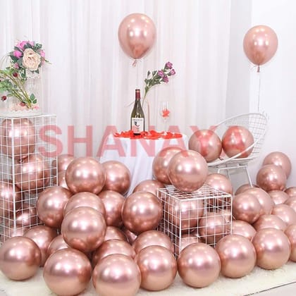SHANAYA Metallic Chrome Balloons For Birthday Pack Of 50 For Adults Girls Boys For All Occasions - Rose Gold SHANAYA Metallic Chrome Balloons For Birthday Pack Of 50 For Adults Girls Boys For All Occasions - Rose Gold
