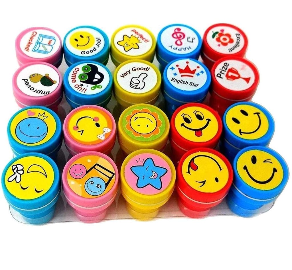 Weshopaholic 20 piece stamps for kids 10 emoji and 10 motivation reward pencil top stamp gift for teachers students and parents toy- Multi color - Toys and Games | Buy online on ZillyBuy