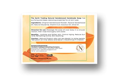 Organic Pure Handmade Mysore Sandlewood Soap for Bath (Pack of 2) | Chemical Free | Made with Vegetable Glycerin , Coconut Oil & Coconut Oil | Natural Ingredients (SLS, Paraben Free)