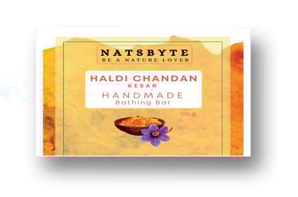 Pure Organic Handmade Soap Haldi Chandan | Made with Oragnic Vegetable Glycerine | Vitamin E Oil | Parabean & Sulphate Free | Anti-Ageing Soap | Suitable for All Skin Types (Pack of 1)