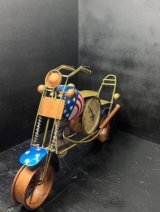 SHAMBHU HANDICRAFTS Antique Colorful Bullet Bike Table Top Showpiece with Clock