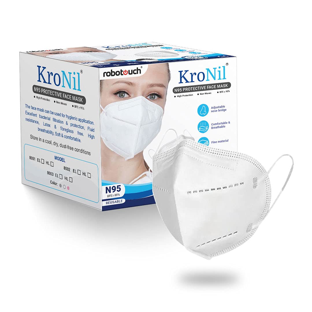 RoboTouch Kronil KN95 Anti Pollution Mask Non-woven with Melt Blown Layer (Pack Of 10)