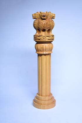 Ashoka Pillar Wooden/Ashok Stambh for Table (10 Inch)