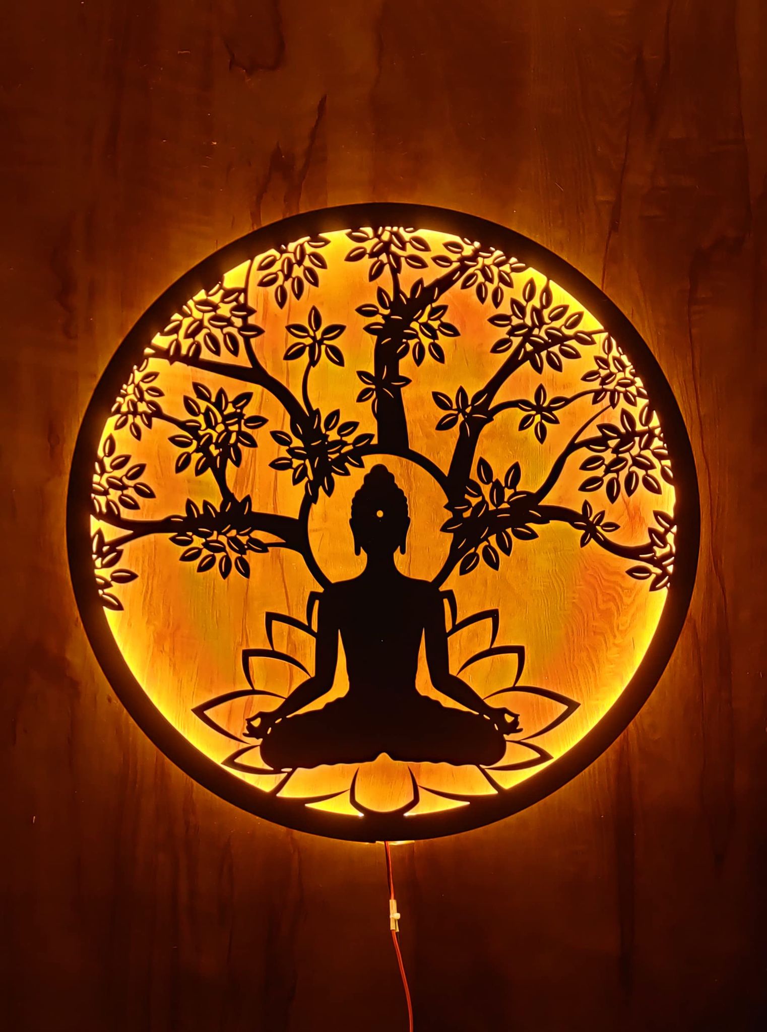 EU Buddha Metal Wall Art with LED Strip,(50x50cm Perfect Zen Buddhism Buddha Gift for Living Room, Temple & House Decor-Stunning Buddha Wall Hanging, Ideal Buddha DIY wall art Gift Item to Present