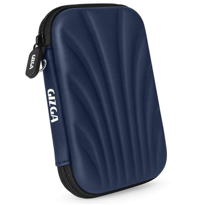 Gizga Essentials Hard Drive Case Shell, 2.5-inch, Portable Storage Organizer Bag for Earphone USB Cable Power Bank Mobile Charger Digital Gadget Hard Disk, Water Resistance Material, Navy Blue
