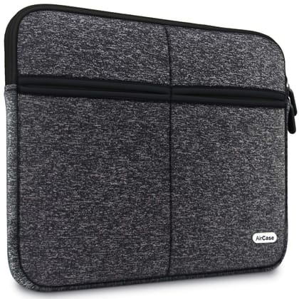 AirCase Premium Laptop Bag with 6 Pockets fits Upto 13.3" Laptop/MacBook, Wrinkle Free, Padded, Waterproof Light Neoprene case Cover Sleeve Pouch, for Men & Women, Ash- 6 Months Warranty