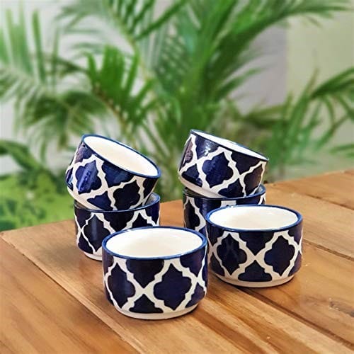 Homefrills Premuim Stoneware Hand Painted Moroccan design ceramic stylish Tea/Coffee Cups set of 6