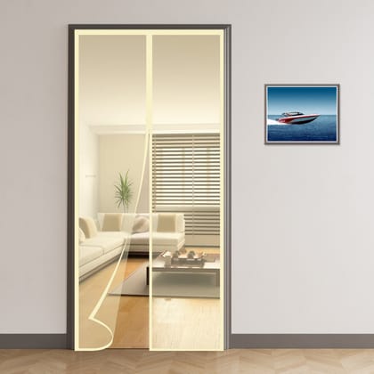 TurtleGrip Polyester Door Mosquito Net with Full Frame Hook&Loop for Main Doors, Bedroom, Kitchen & Balcony Doors- Beige