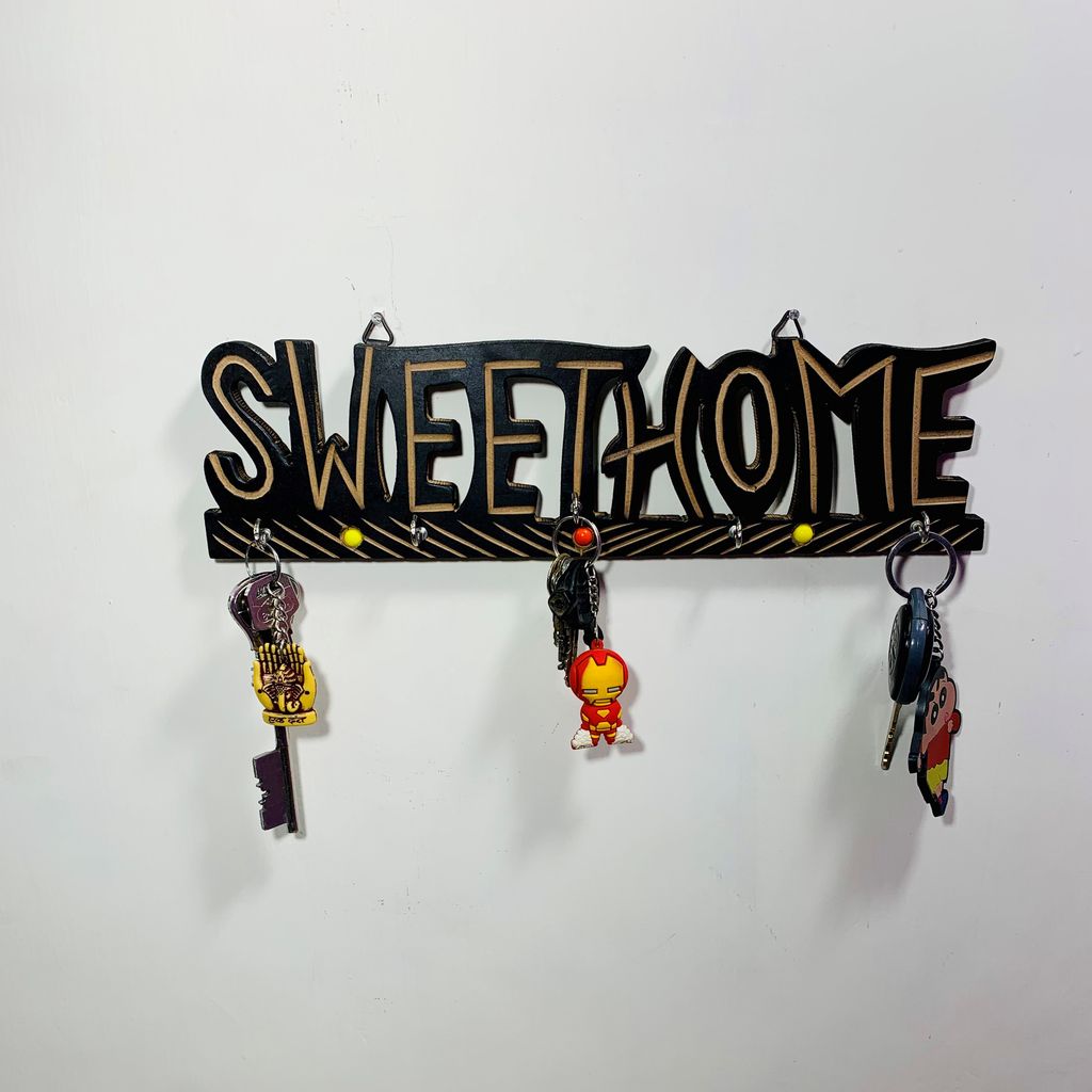 Homefrills Handicraft handmade Premium Sheesham Wood Sweethome Design Key Holder ,Key Hanger,Multipurpose,Key HookRackOrganisewith 5 holders