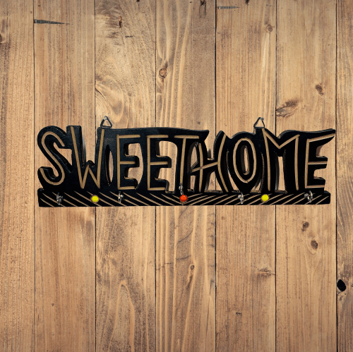 Homefrills Handicraft handmade Premium Sheesham Wood Sweethome Design Key Holder ,Key Hanger,Multipurpose,Key HookRackOrganisewith 5 holders