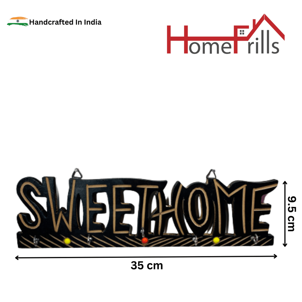 Homefrills Handicraft handmade Premium Sheesham Wood Sweethome Design Key Holder ,Key Hanger,Multipurpose,Key HookRackOrganisewith 5 holders