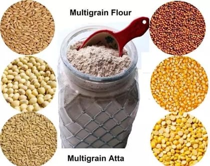 Multigrain Atta Multigrain Flours 1000 gm Wheat( Gehun), Barley(Jau), Soya bean, Maize(Makka), Finger Millet(Ragi),Gram Pulse(Chana Dal) Mix in Favorable Ratio