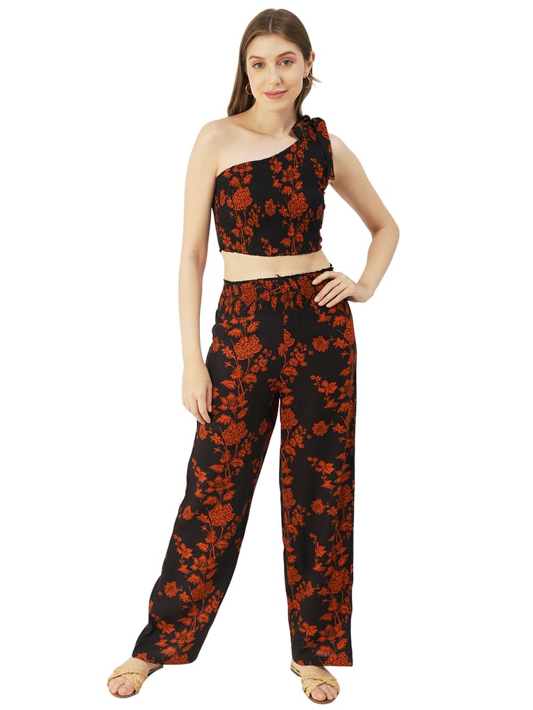 Moomaya Womens Coord Set, Viscose Rayon 2 Pcs Set Crop Top with Palazzo, Resort Wear - Palazzos | Buy online on ZillyBuy