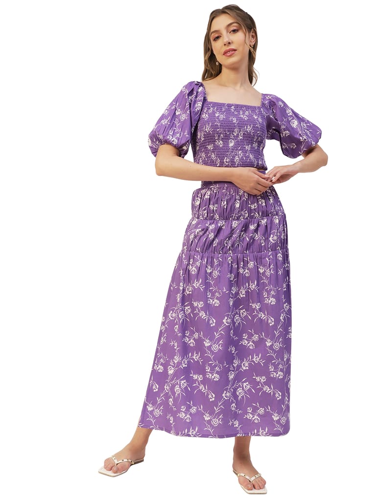 Moomaya Printed Summer 2 Pcs Skirt Top Set For Women, Viscose Rayon Coord Set - Kurtas & Kurta Sets | Buy online on ZillyBuy