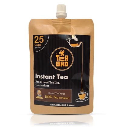 Instant Tea, 100% Tea (Original) Decoction | Pre-Brewed Tea Liquid (Concentrate) | Serves 25 Cups | Just Add Hot Milk + Water | In 250ml Spout Pouch