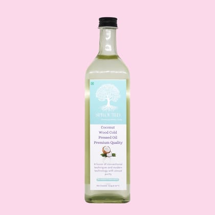 Sprouted Wood Cold Pressed Coconut Oil (Nariyal ka tel) | Glass Bottle | Kohlu/ Kacchi Ghani | 100% Pure | Gluten-Free | Chemical Free |Wood Cold Pressed/ Cold Pressed Coconut Oil for Cooking in 1 Litre
