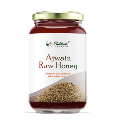Riddhish HERBALS Ajwain Raw Organic Honey | Unprocessed Pure Honey - Unpasteurized Honey Natural |Carom (Ajwain) Honey - Natural Honey Extracted from Ajwain Flowers | 500g | India Organic Certified