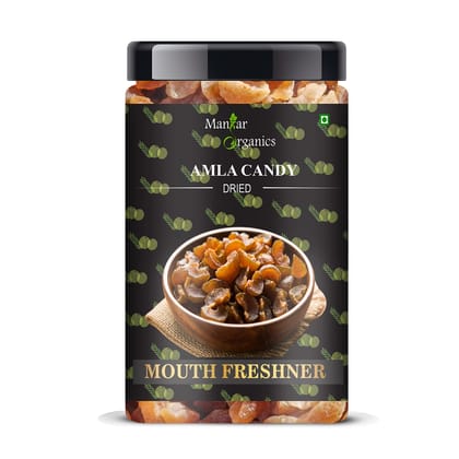 Manzar Organics Amla Candy - Dried Mouth Freshener Jar 500gm 