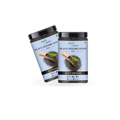 ManHar Organics Raw Black Sesame Seeds/Kale Til/Black Til 1100gm Jar ( pack of 2, 550gm each )