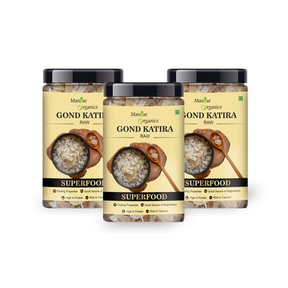 ManHar Organics Gond Katira Pure Organic 1650gm Jar |Tragacanth Gum| Edible Gum (pack of 3, 550gm each)
