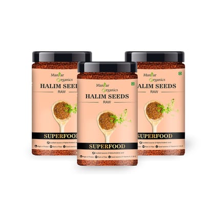 ManHar Organics Natural Halim Seeds- 1800gm Jar (Aliv/Garden Cress/Haleem seeds) for Eating and Weight management, Immunity Booster Superfood (pack of 3,600gm each)