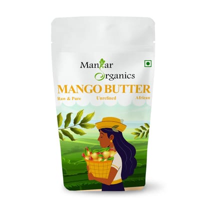 ManHar Organic Mango Butter 500gm - Raw, Unrefined & African for Moisturization of Body and Skin (Mango Butter, 500gm) (Mango Butter, 500gm)