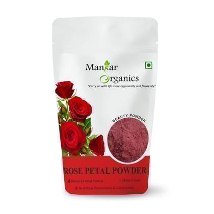 ManHar Organics Rose Petal Powder 500gm- for | Skin glow | Tan removal | Hair mask | fairness skin | (Rose Petal Powder,500gm)