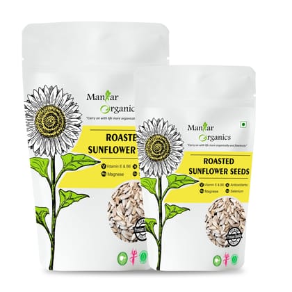 ManHar Organics Roasted Sunflower Seeds 750gm for Eating -AAA Grade |Protein and Fiber Rich Superfood| (Pack of 2, 500gm + 250gm)