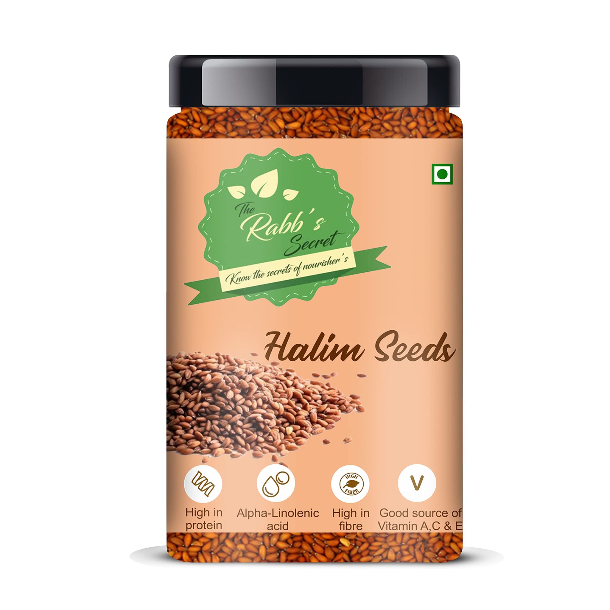 The Rabb's Secret - Natural Halim Seeds- 500gm (Aliv/Garden Cress/Haleem seeds) for Eating and Weight management, Immunity Booster Superfood (Halim Seeds, 500gm)